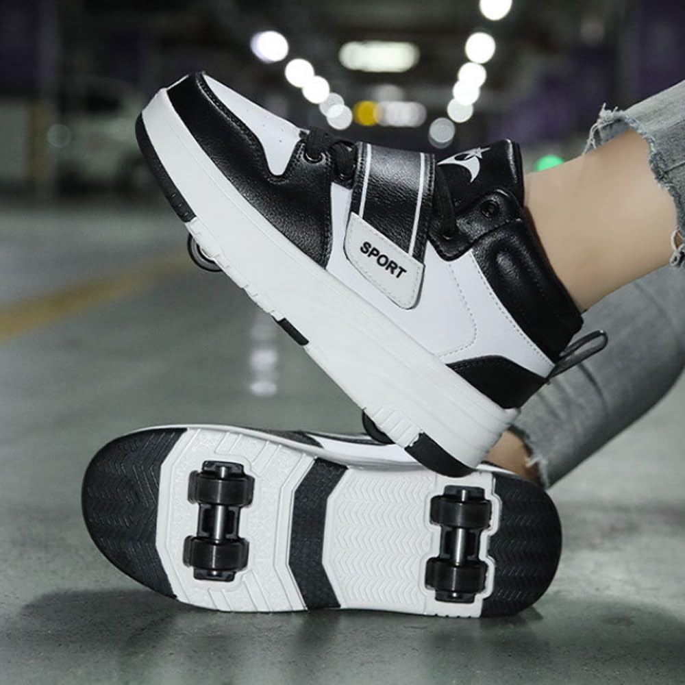 Hixingo Chaussure a Roulette pour Fille Garçons, Chaussures a roulettes Retractable avec Roues Chaussures de Skateboard, Patins à roulettes Unisexe Basket à roulettes pour Enfants Filles Adulte
