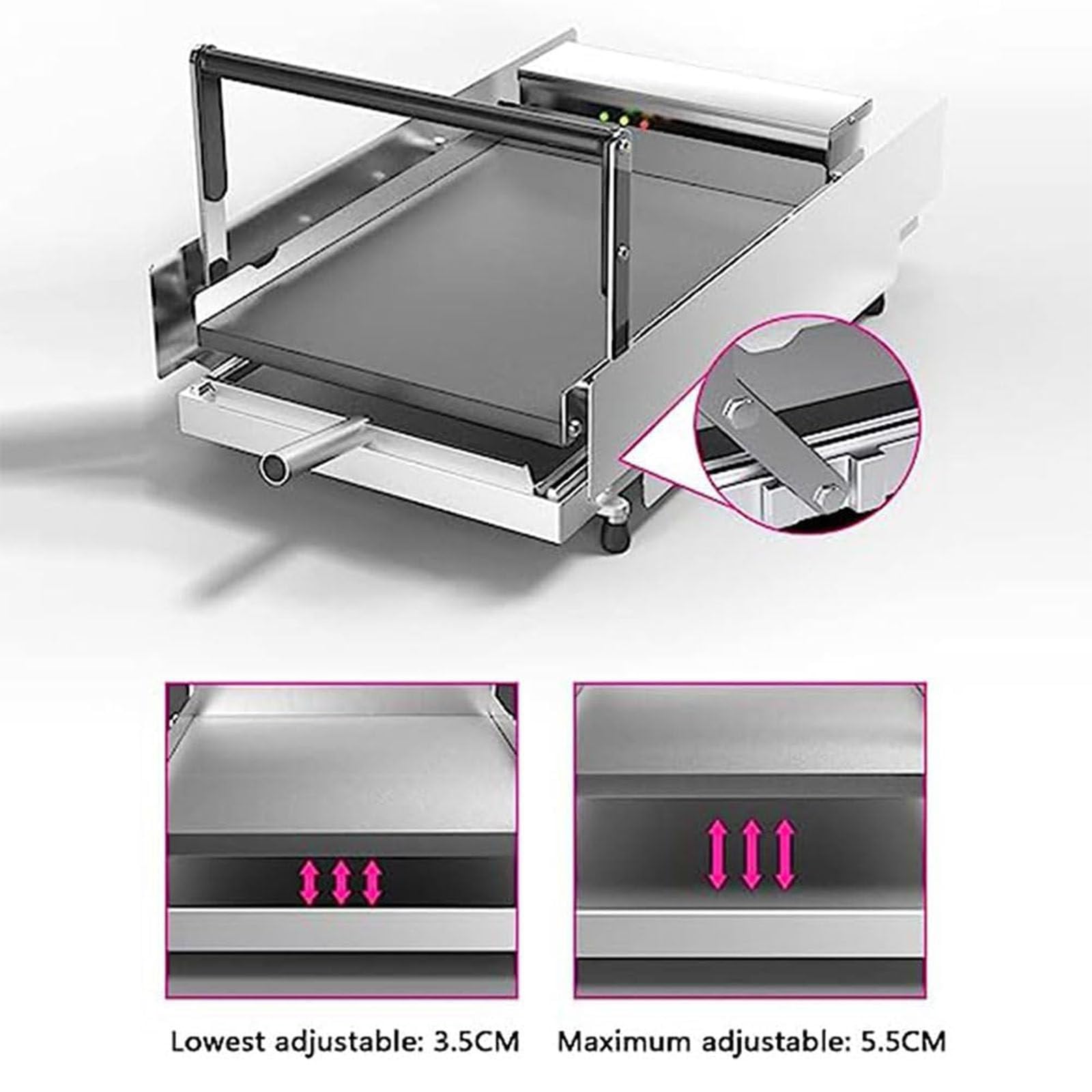 Dwuwarstwowy toster do burgerów z regulacją temperatury od 50 do 300 °C, sprzęt do hamburgerów ze stali nierdzewnej, ogrzewanie bułek hamburgerowych(12 szt.)