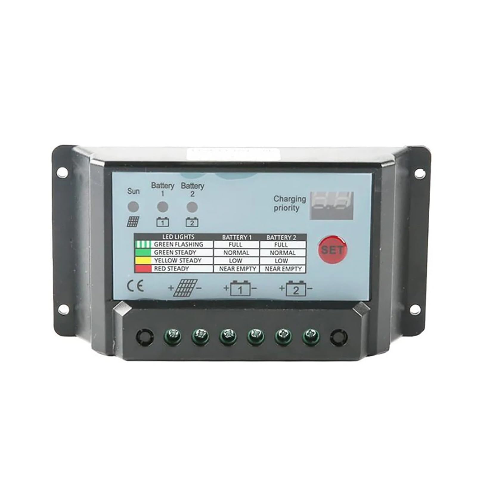 12V Dual Battery Solar Charge Controller PWM Charge Regulator 24V 10A 20A for Lead Acid(10A)