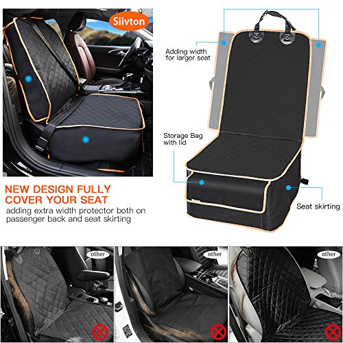 Dog Front Seat Cover, Waterproof Scratchproof Pet Seat Cover with Storage Bag Extra Wide Side Flaps, Nonslip Quilted Durable Seat Cover for Cars Trucks & SUVs - Thumbnail 2
