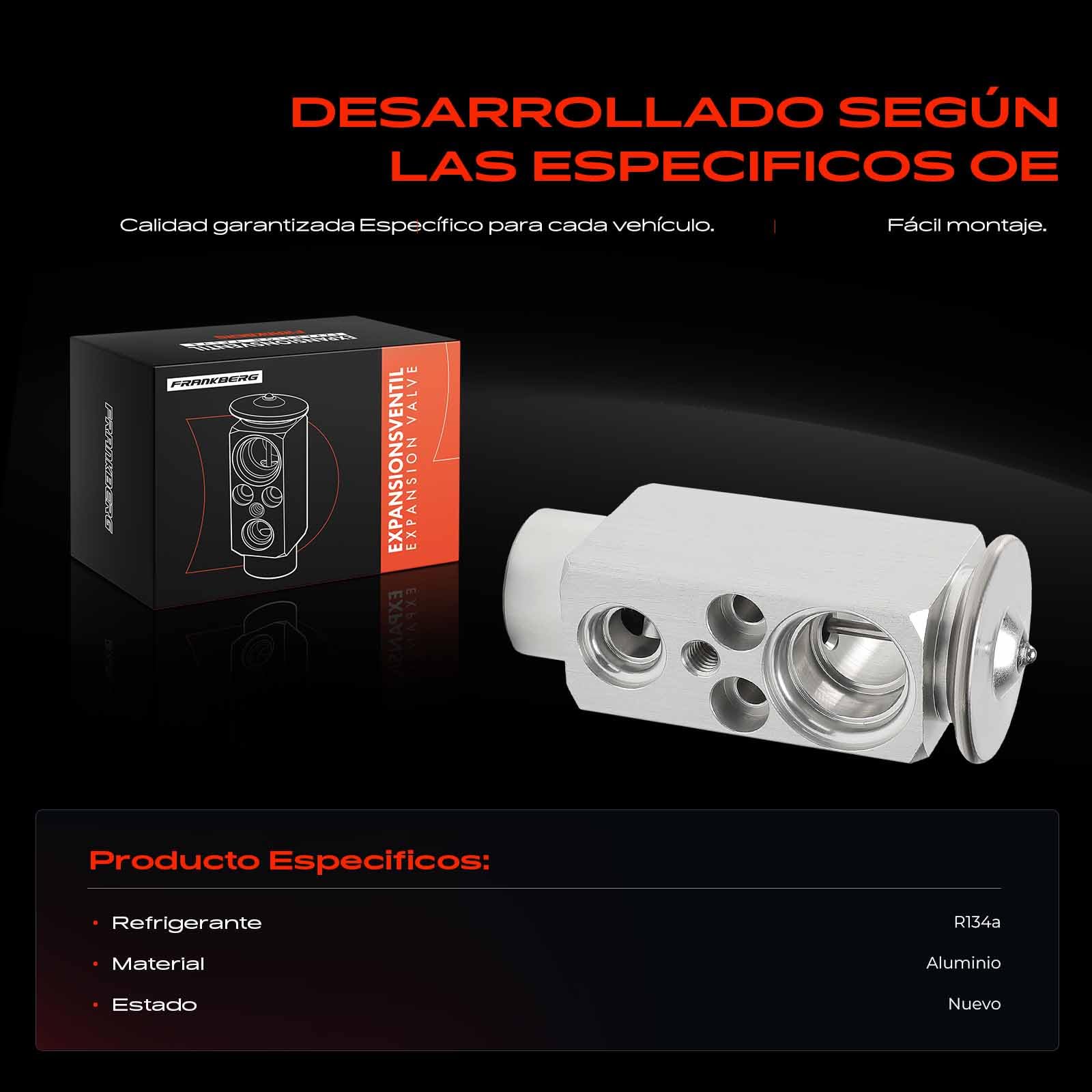 Frankberg Válvula de expansión Aire acondicionado Aluminio Compatible con Jumpy U6U Saxo S0 S1 XM Y4 Ulysse 220 Zeta 22 106 I 1A 1C Expert 224 Replace# 9613627780