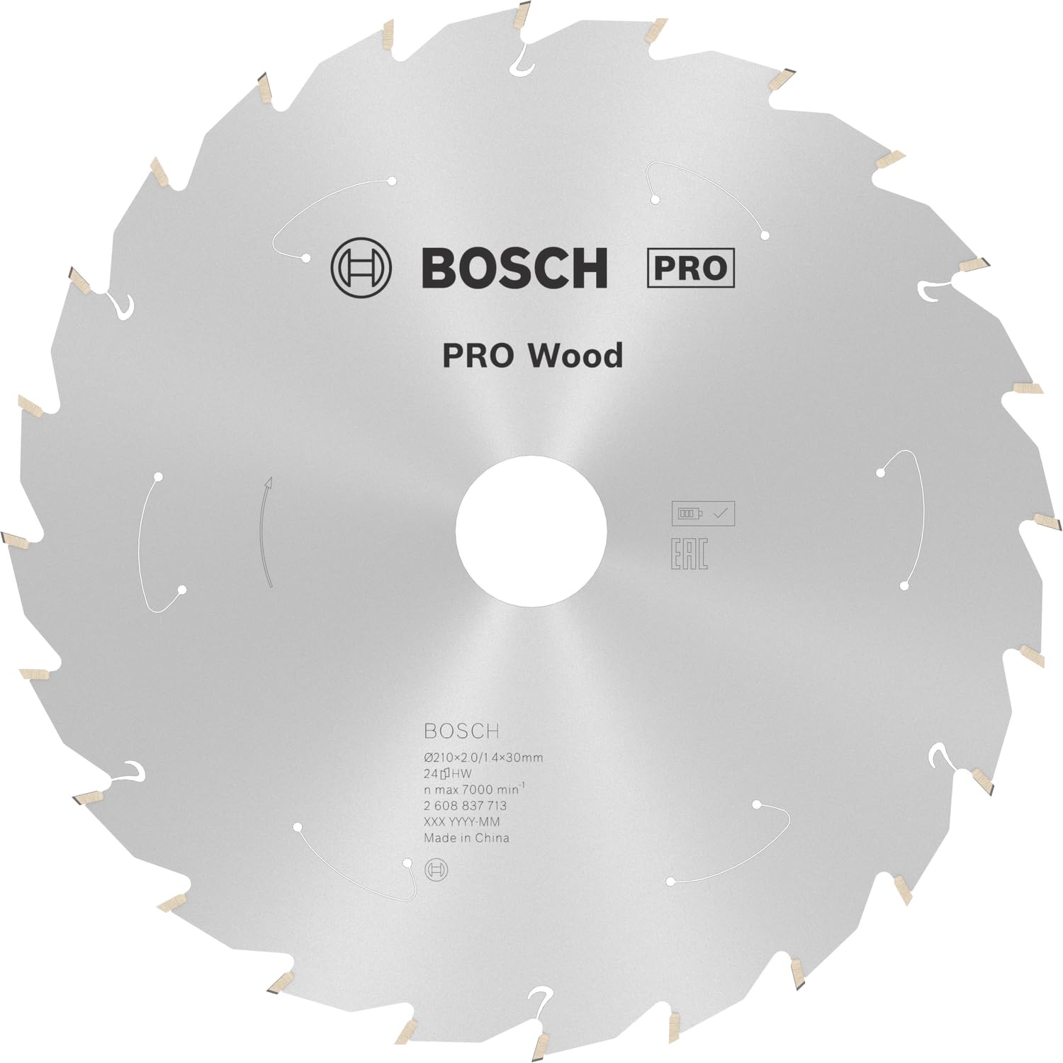 Bosch 1x PRO Wood Kreissägeblätter für Akku-Tischkreissägen (für Weichholz, Hartholz, Ø mm, Professional Zubehör Tischkreissäge)