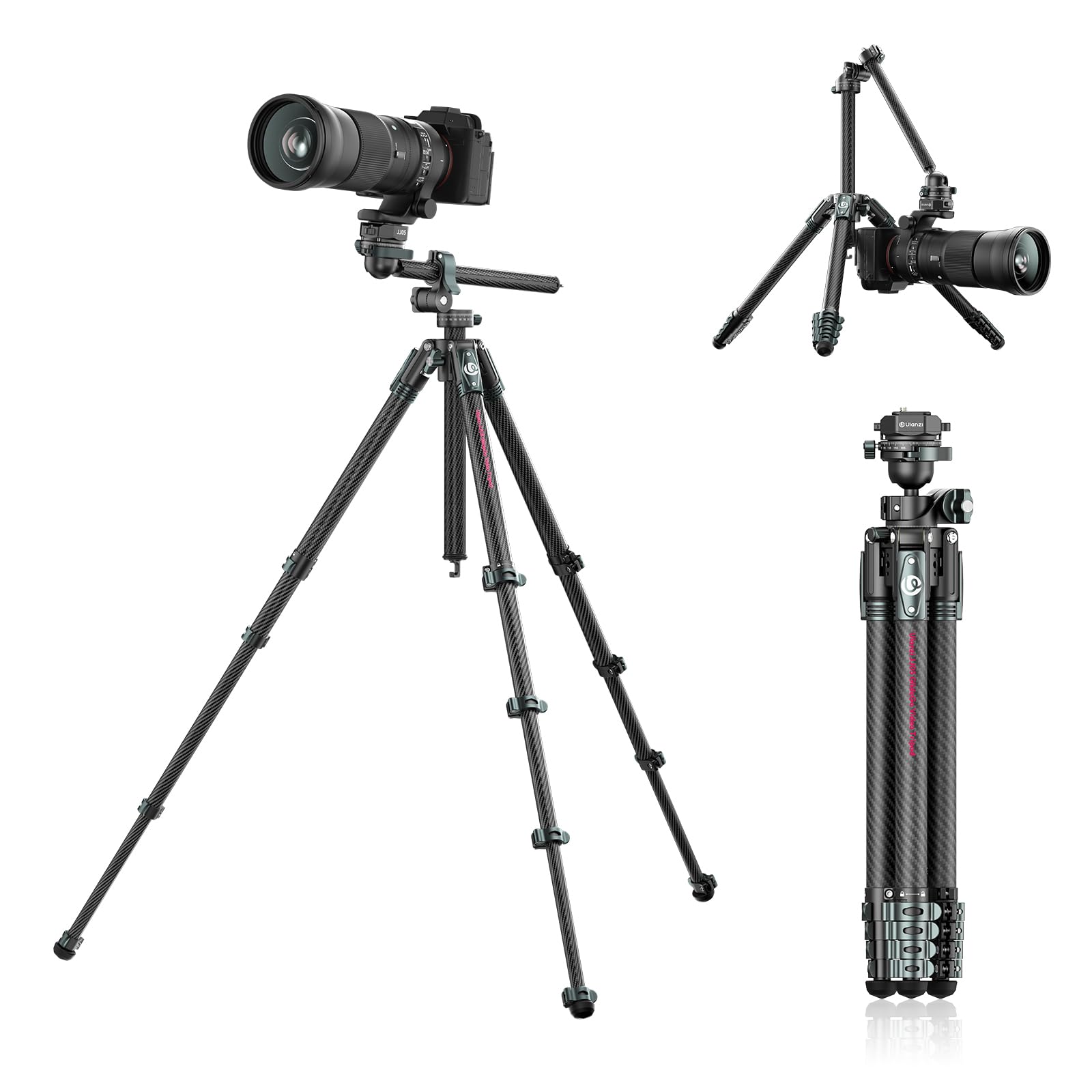 Ulanzi JJ05 Professional Camera Tripod Stand with U ka QR Plate Compatible with Arca Dual 360 Panorama Heads