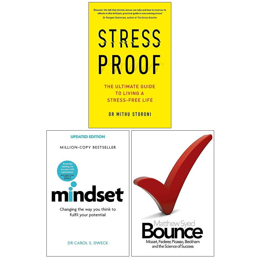 Yellow Kite/Robinson/Fourth Estate ltd Stress-Proof, Mindset, Bounce The Myth of Talent and the Power of Practice 3 Books Collection Set