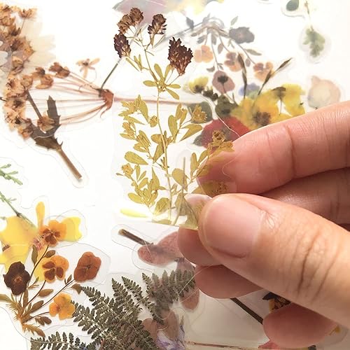Miniatura 6 de Juego de calcomanías de plantas de flores (120 piezas)  Adhesivo decorativo transparente PET para álbumes de recortes, planificador de diario,