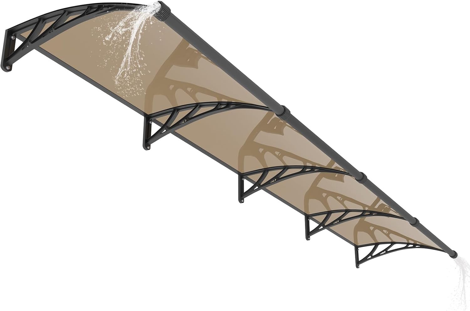 Door Awning Window Canopy, 40x120 Inch Awnings for Doors with Drainage,Porch,Patio,Deck,Solid Polycarbonate Sheet UV, Rain, and Snow Protection,Black Bracket & Brown Panel