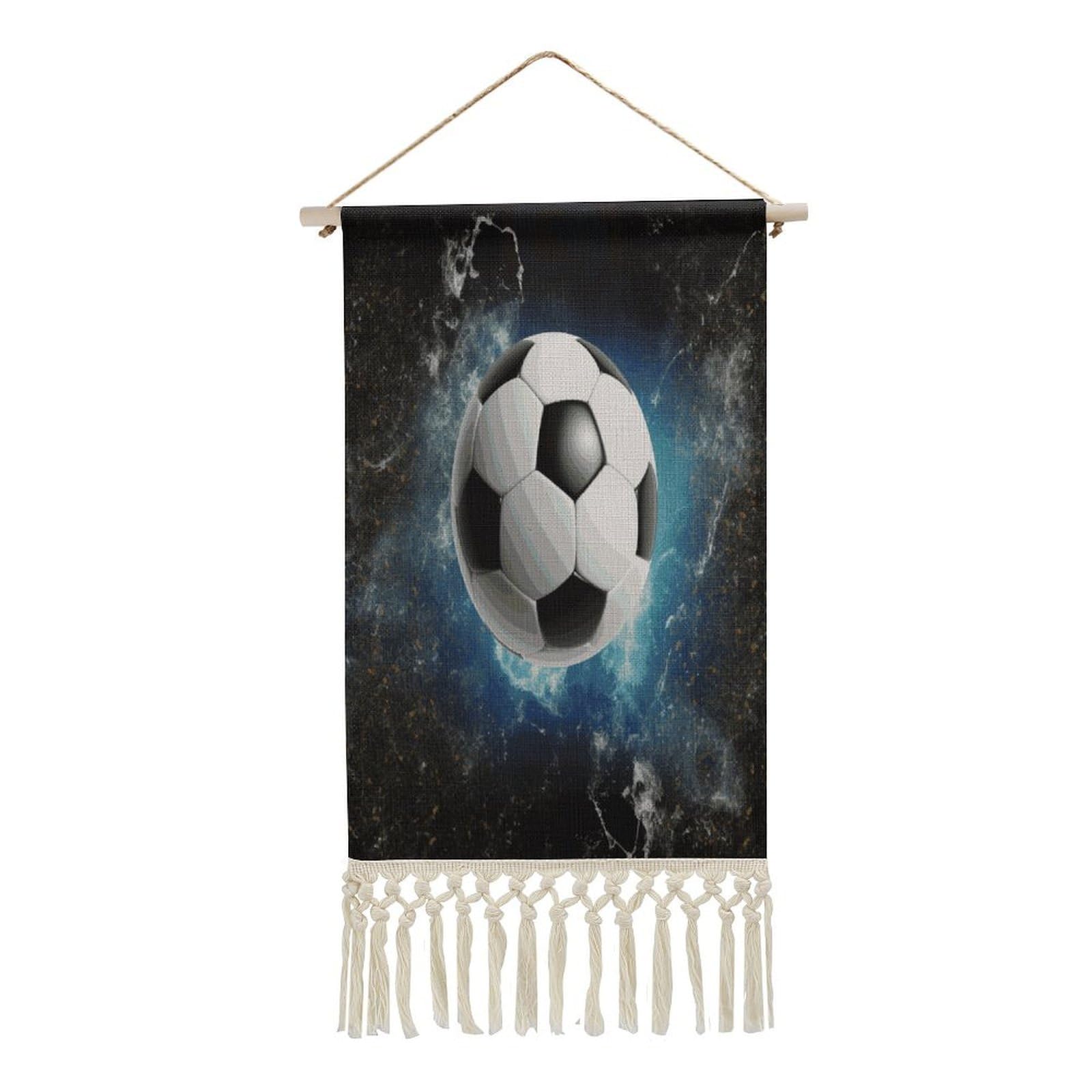 Adfgyerh Style Soccer Sport Tapestry With Tassels Cotton And Linen Hanging Posters, Wall Art For Travel Gift, Wall Tapestry For Office Home Decor Bedroom Living Room Decor