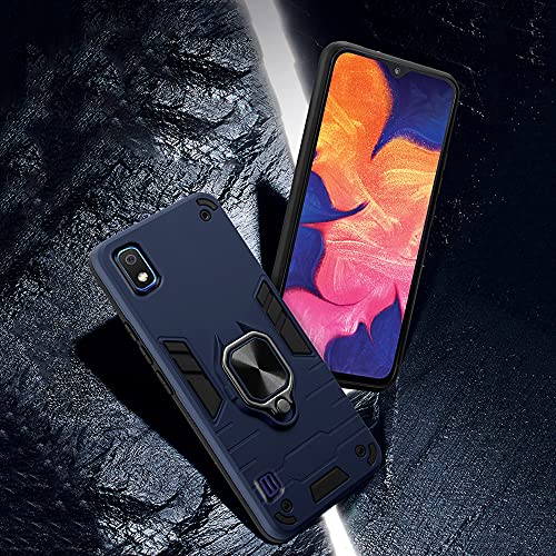 Image of Pikkme D5 Tough Armor Bumper Back Cover Case for Samsung Galaxy A10 |Ring Holder & Kickstand in-Built (Blue)