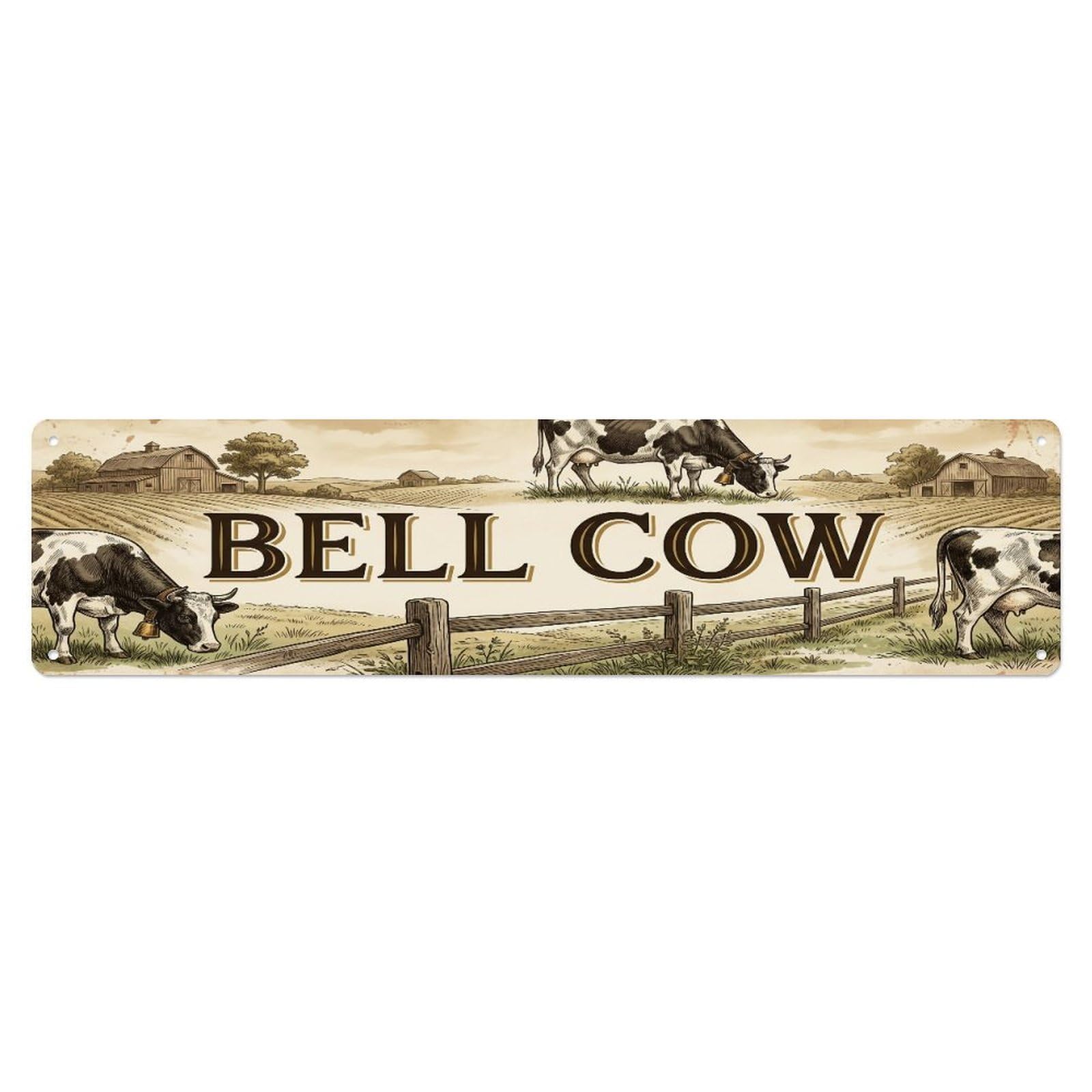 Xanthor Style Metal Tin Sign Vintage Yard Bell Cow Farmhouse Funny Cow Backyard Farm