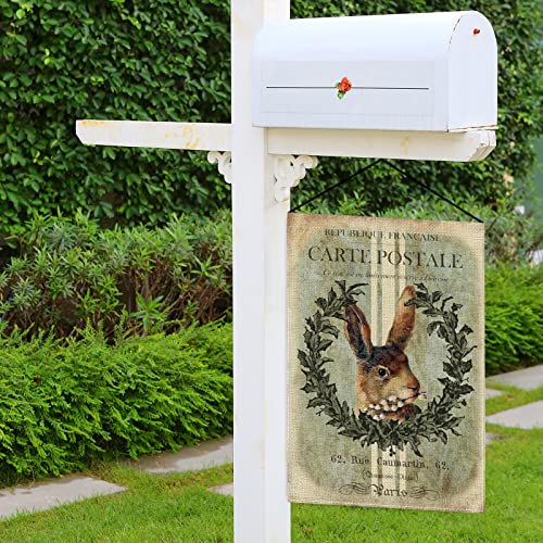 Anydesign Vintage Easter Bunny Garden Flag Double-Sided Waterproof Easter Rabbit Yard Flag Retro Seasonal Decorative Outdoor Flag For Farmhouse Yard Lawn, 12.5 X 18 Inch #TOP6