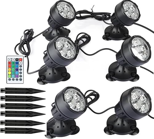 Luces de estanque de colores, luces LED RGB para exteriores con temporizador IP68 impermeable sumergible con soporte de púas para jardín, césped,