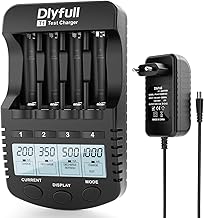 Dlyfull Akku Ladegerät AA AAA Batterieladegerät Schnell Akkuladegerät für AA AAA NI-MH NI-CD Akkus mit Batterie Reparatur、Entladungsfunktion - Ladegerät für Batterien AAA und AA