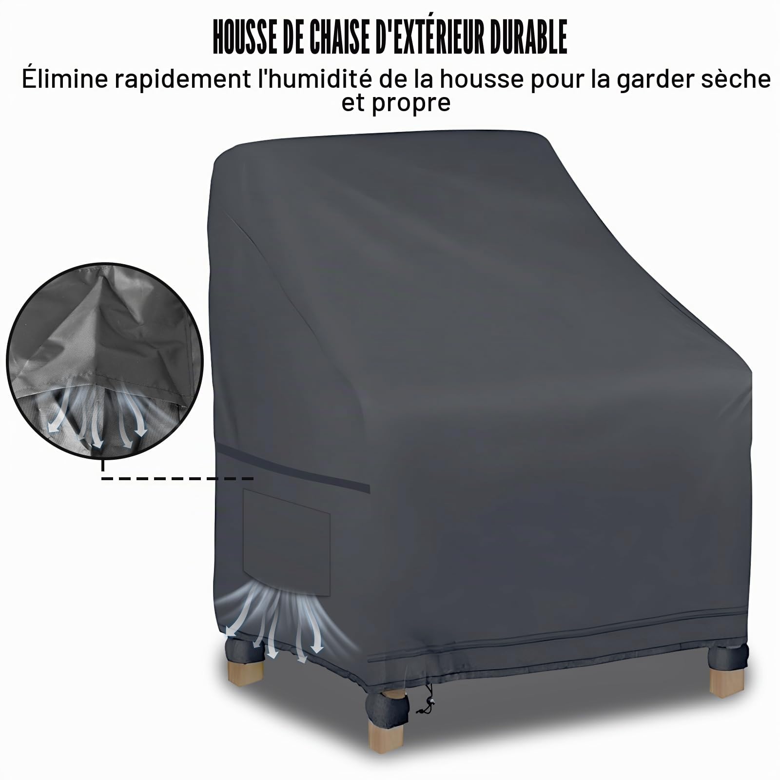 Housse de Chaise de Jardin 2 pièces, Housse pour Fauteuil 89x97x74cm, Housse de Protection pour chaises Extérieur, Tissu Oxford 600D Imperméable, bâche pour chaises de Balcon (Gris foncé)