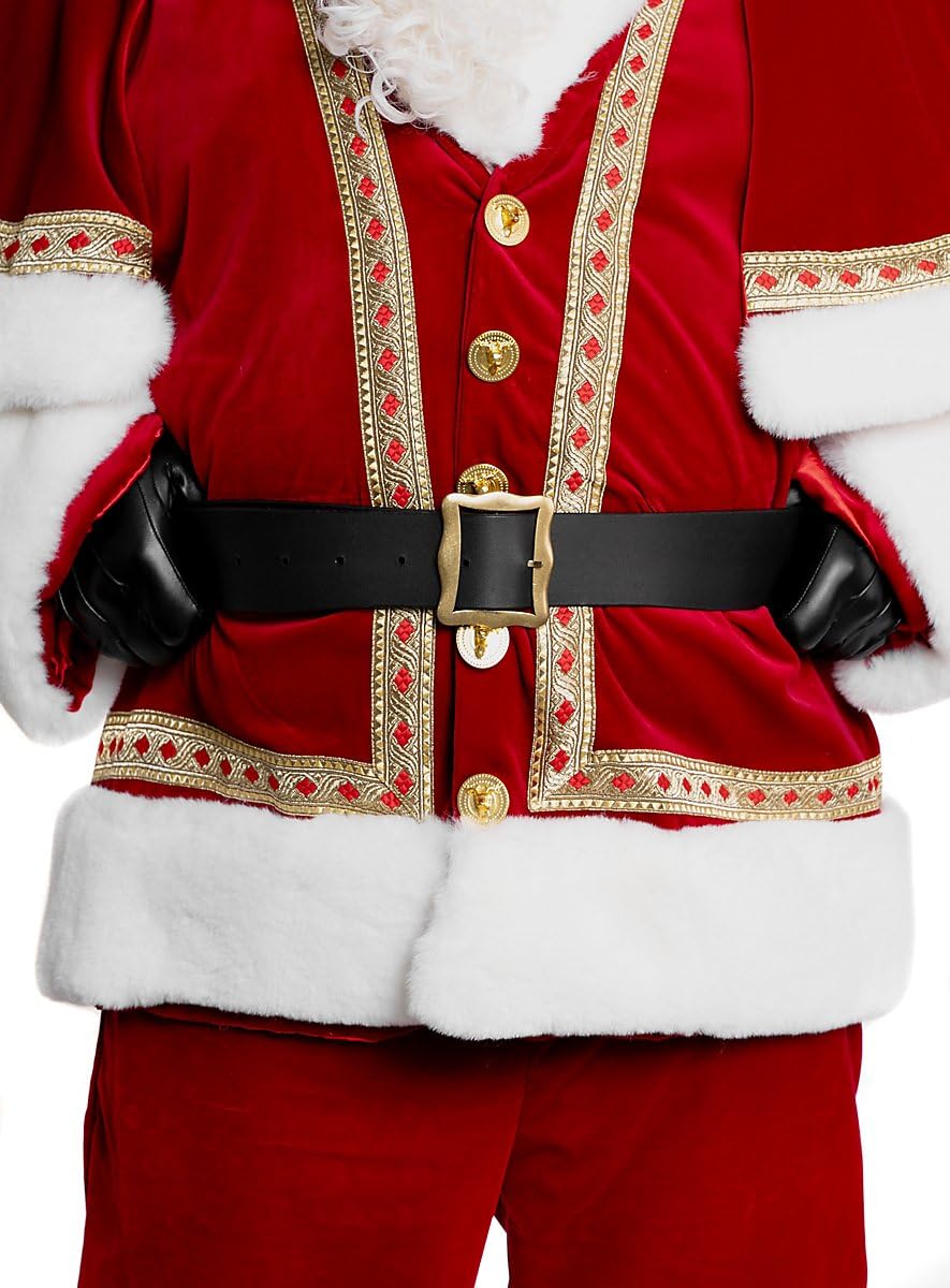 Andracor Hochwertiger breiter Weihnachtsmann Gürtel aus echtem Leder - schwarz - Deluxe-Edition - Santa Klaus Kostüm-Zubehör