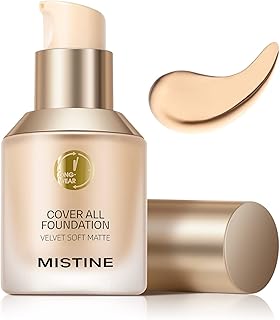 MISTINE Foundation Makeup 24H Oil Control & Moisturizing Waterproof Flawless Matte Finish Full Coverage Foundation with An...