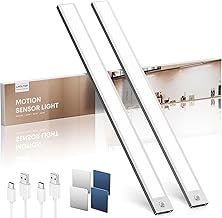 LED Light Kitchen Cabinet with Motion Sensor Indoor 50 cm 3000 mAh 6500 K 84 LED Lamp Lights Furniture Rechargeable Wireless Smart Night Lamp for Cabinet Stairs Hallway 2 Pieces