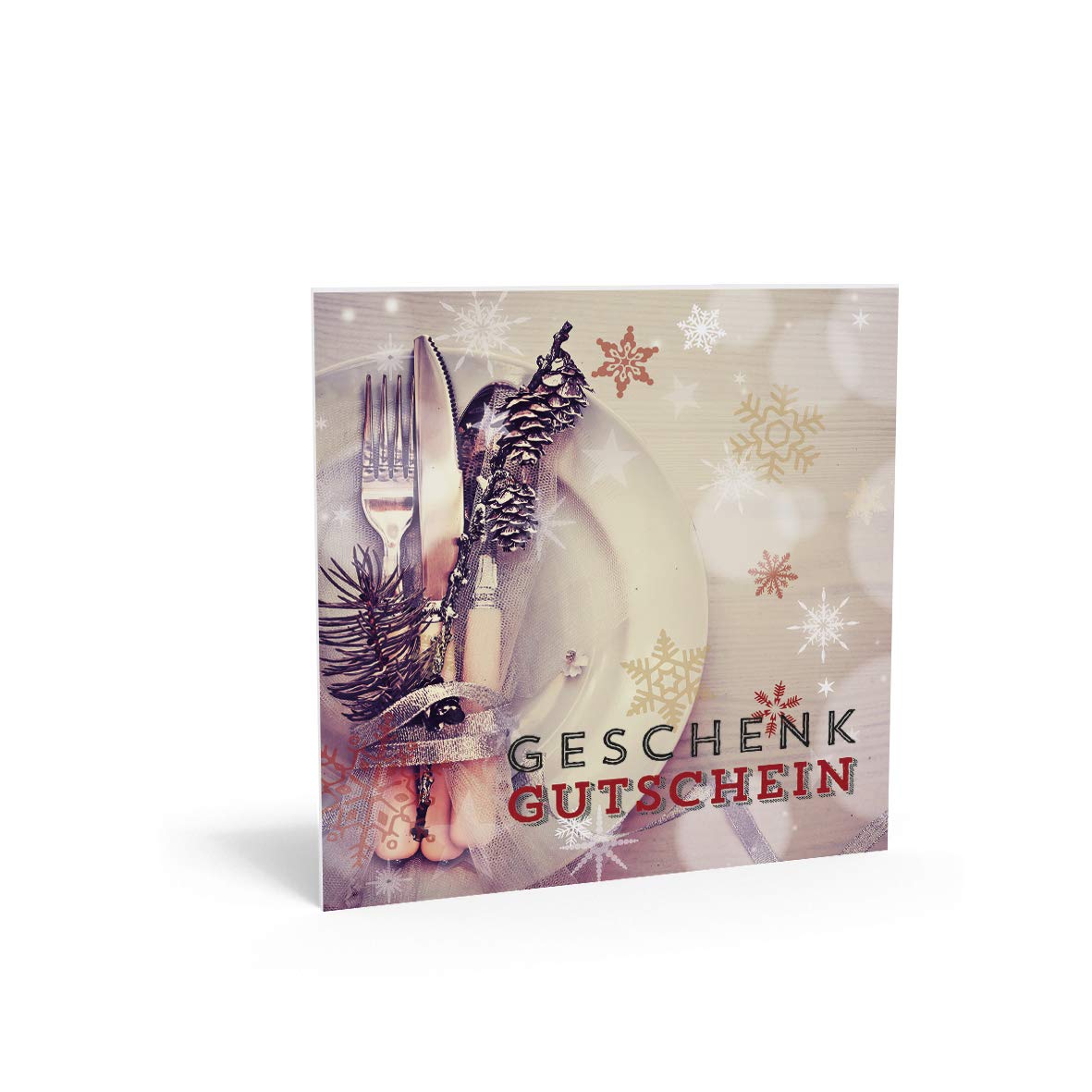 Pythagoras Gastronomie Geschenkgutscheine, 50 Gutscheinkarten mit großem Feld für Firmenstempel inkl. transparentem Kuvert