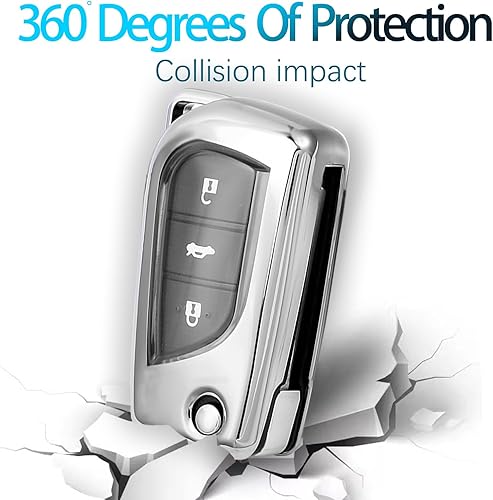 Miniatura 6 de Funda de TPU Smart 2 3 con 4 botones para llave remota compatible con Camry SELE 2018-2020, RAV4 SE, Corolla SELE Smart Key (plateado)