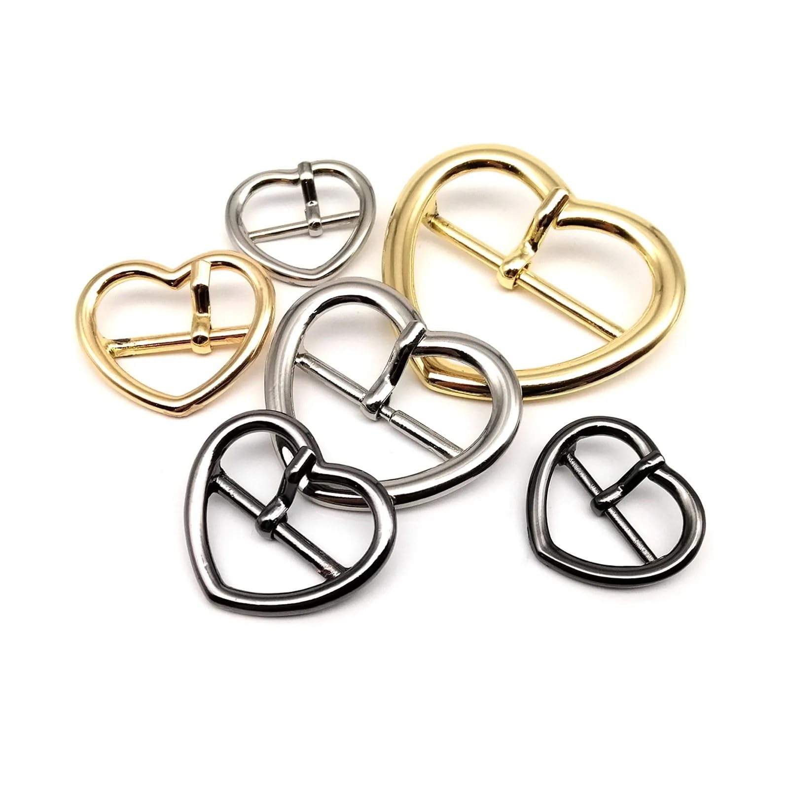 Hebillas de cinturón, 20 unidades, de metal, ancho interior de 20, 24, 31, 39 mm, ajuste en forma de corazón, hebilla de rodillo, anillo a presión, bolsa de cuero, correa de hombro, reparación