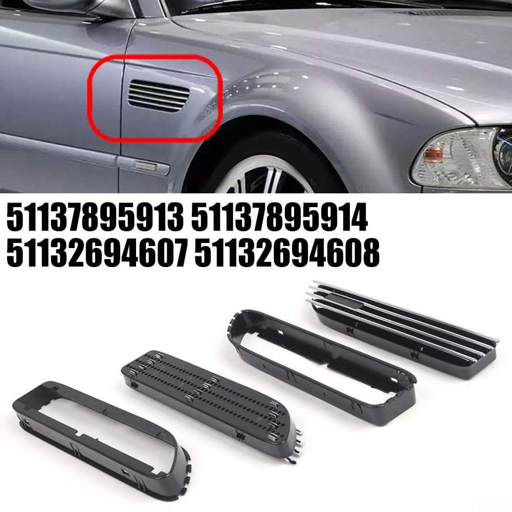 2 rejillas laterales de ventilación para guardabarros de coche, para BMW E46 para M3 2001-2006, 27,7 x 7,5 x 3,2 cm