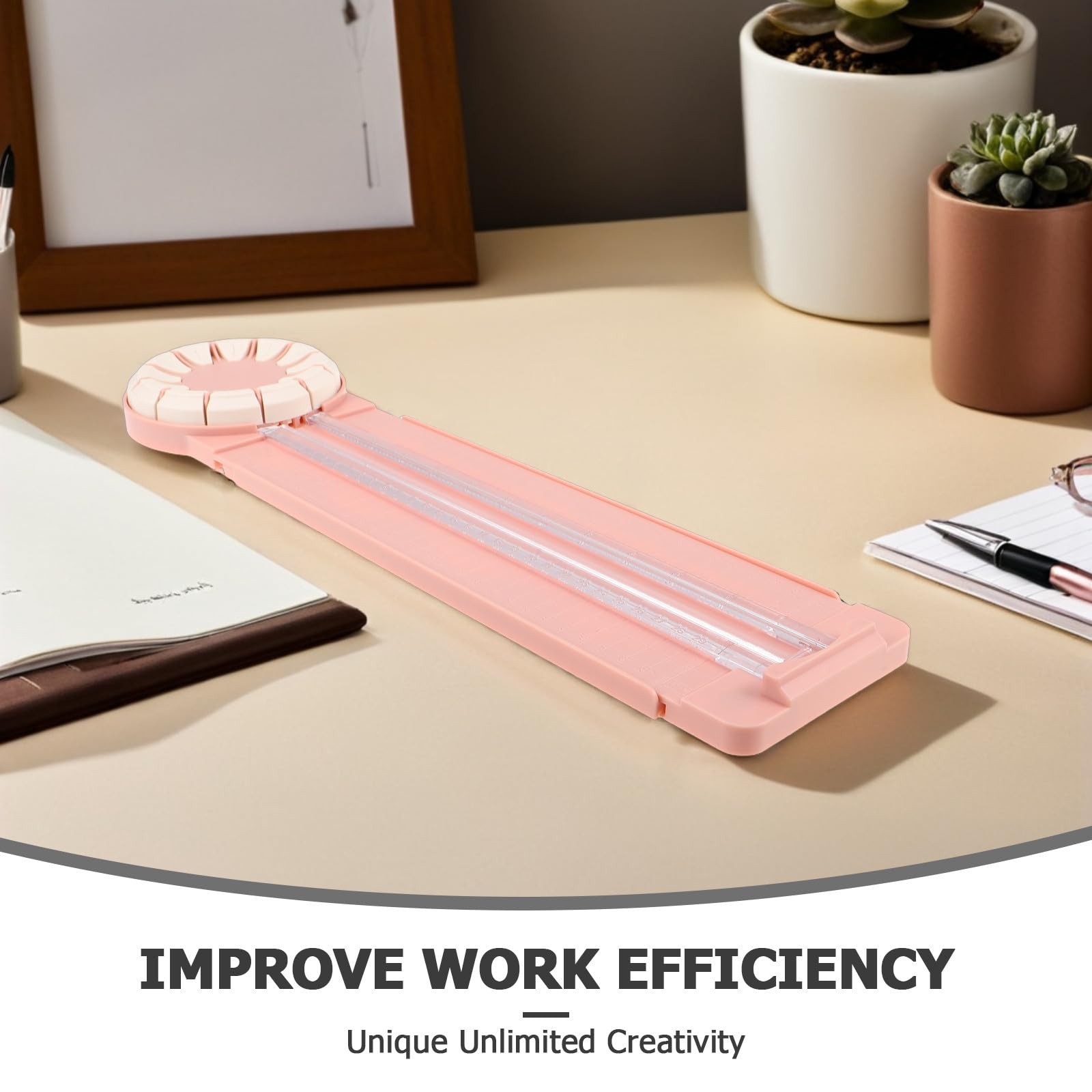 Mikinona Cortador de Papel Recta y Recortadora para Scrapbooking de Plástico Rosa, Diseño de Precisión y Fácil Uso para Journaling y Manualidades, para Oficina y Estudiantes