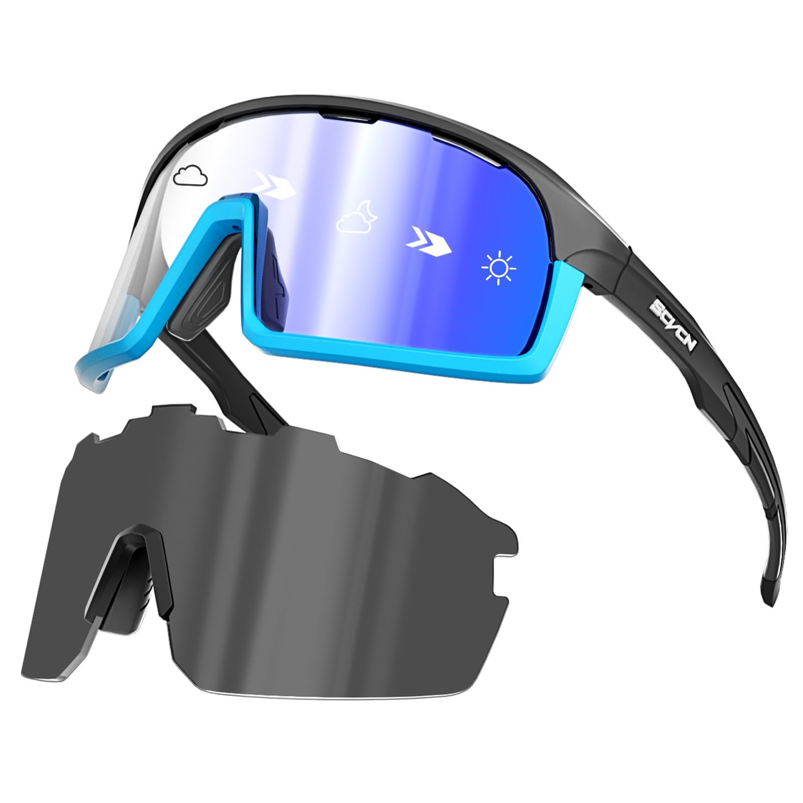 SCVCN Gafas Fotocromaticas Ciclismo Polarizadas Hombre Gafas MTB Mujer Gafas Bicicleta Montaña Gafas Bici Gafas Sol Ciclismo Gafas BTT TR90 Gafas Deportivas Lentes MTB Transparentes Gafas Running