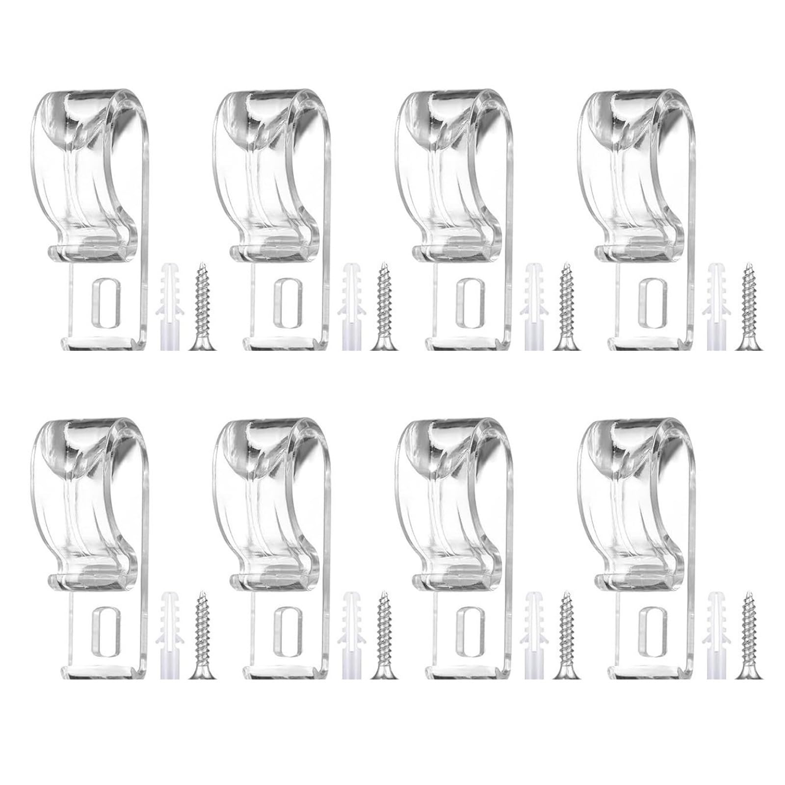 8 Sets Roman Blind P Clip, Plastic Roman Roller Blind Chain Cord P Clips Hooks Child Safety Roller Blind Clips for Blinds with 8 Screws and 8 Plastic Pillars