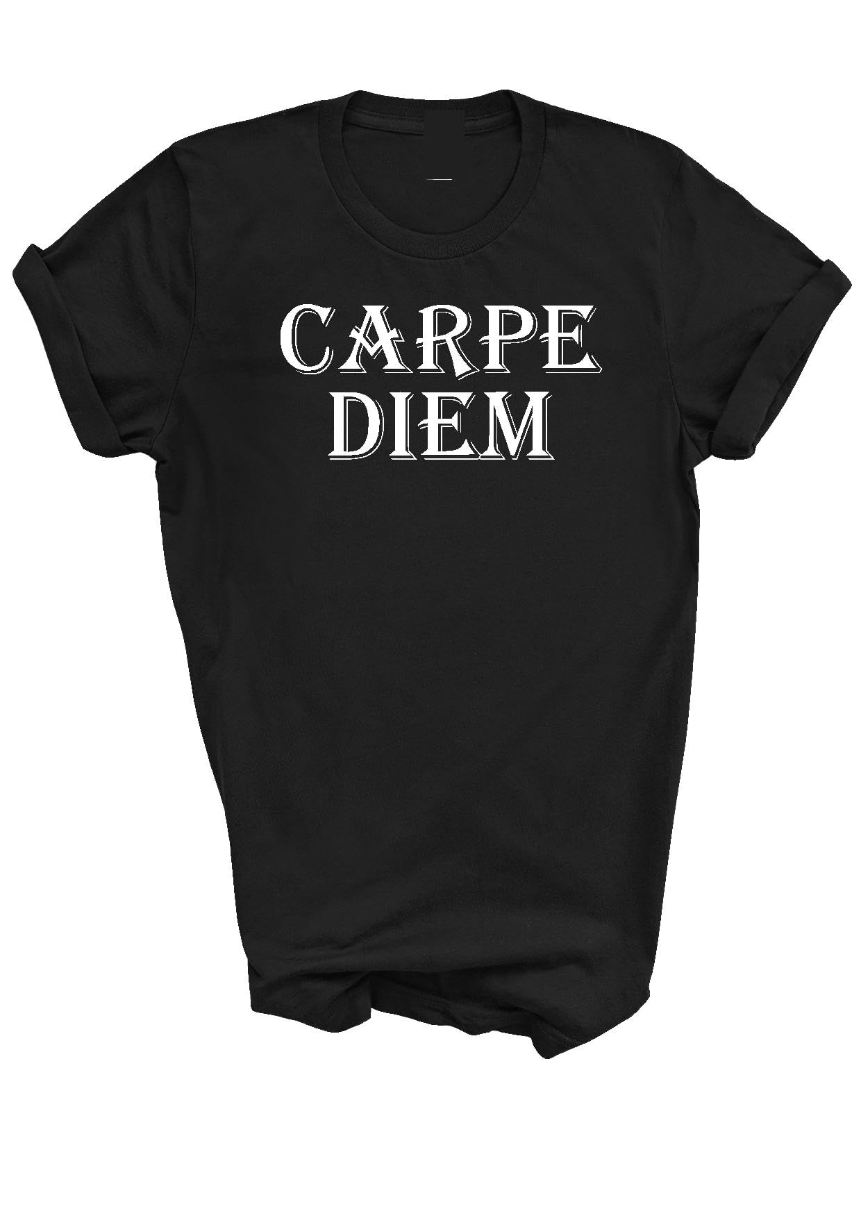 Carpe Diem T-Shirt, Funny T-Shirt Latin Seize The Day (Medium) Black