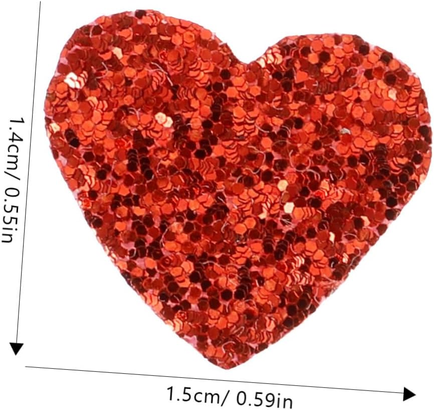 Operitacx 200pcs Heart Shape Sequin Patches Decorative Supplies for Crafting Clothing Shoe Embellishments Adornment Patches Charming Glitter Designs