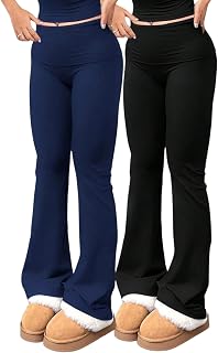 3 Piece Women's Flare Leggings High Waisted Tummy Control Yoga Pants Black Bootcut Wide Leg Leggings Workout Pants