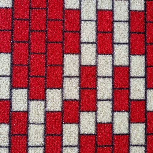 Image of Matz&More Pattern Brick Motif Runner Mat | 50x120 CM | Red Beige | Nylon Tufted Gel Baking Anti-Slip | Doormat for Home Entrance, Kitchen & Bedroom
