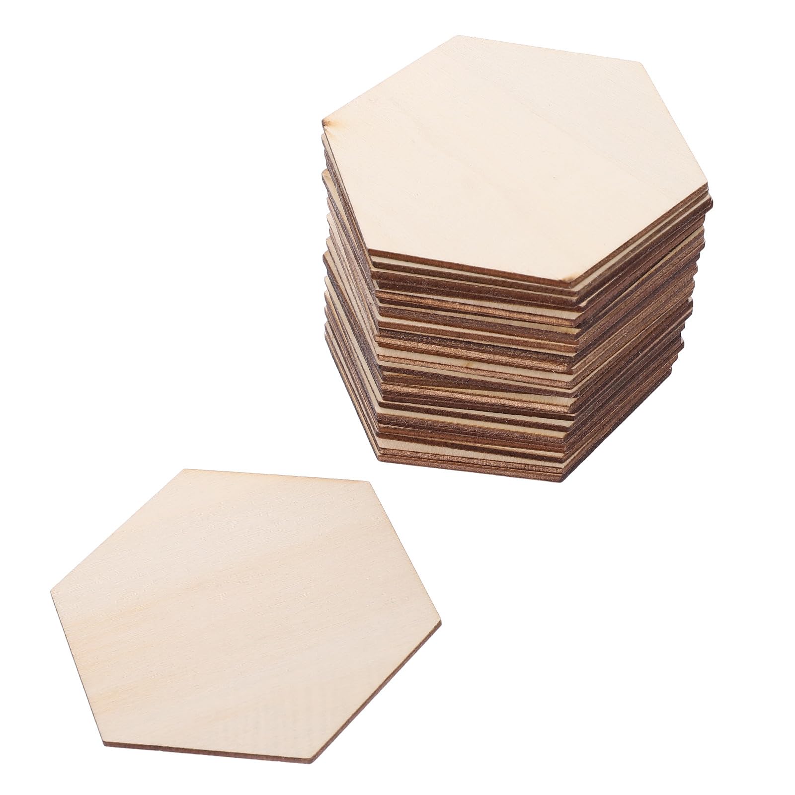 POPETPOP Set 100 pezzi esagoni in legno naturale non finiti 9x8x0,25cm per decorazioni fai da te, pittura, artigianato e progetti casa, pezzi di legno esagonali versatili per hobby creativi