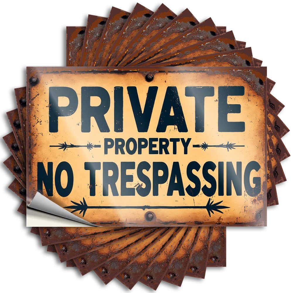 New, Tattoos Helmet Rustic Private Property No Trespassing Sign with Barbed Wire | Gamer Life(6X9CM)