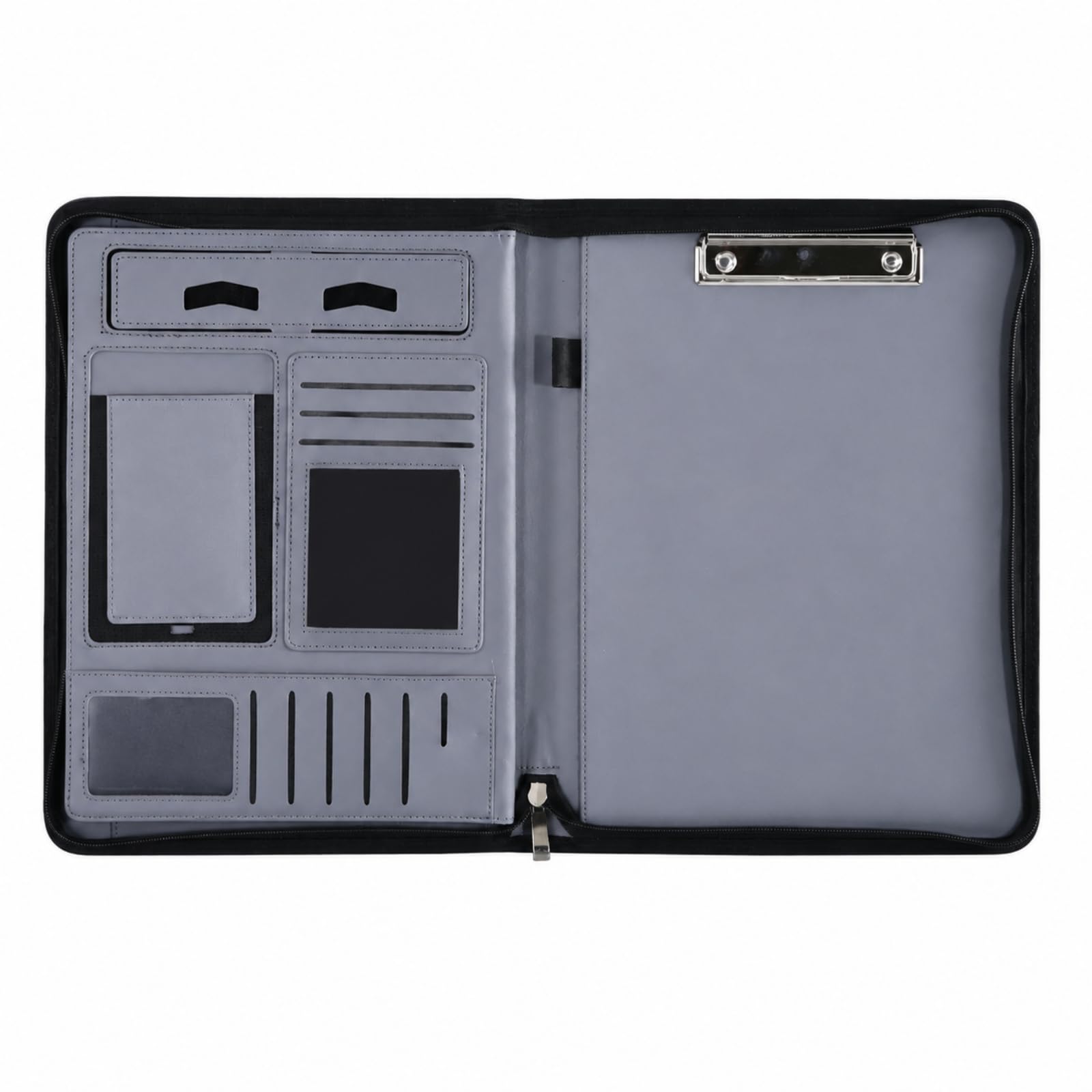 Milageto Porte-Documen En Cuir Format Portable Classeur à Fermure Éclair Pochtes Intérieures Professionnel Dossier Présentation En Cuir, Bloc-notes W Seul
