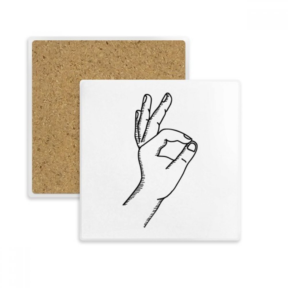 Coaster dessous de verre en pierre absorbante avec motif de geste OK