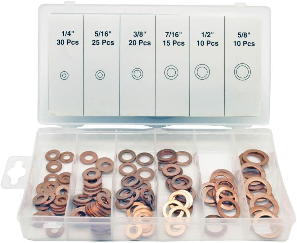 Heavy Duty 110 Pc Copper Washer Assortment Set