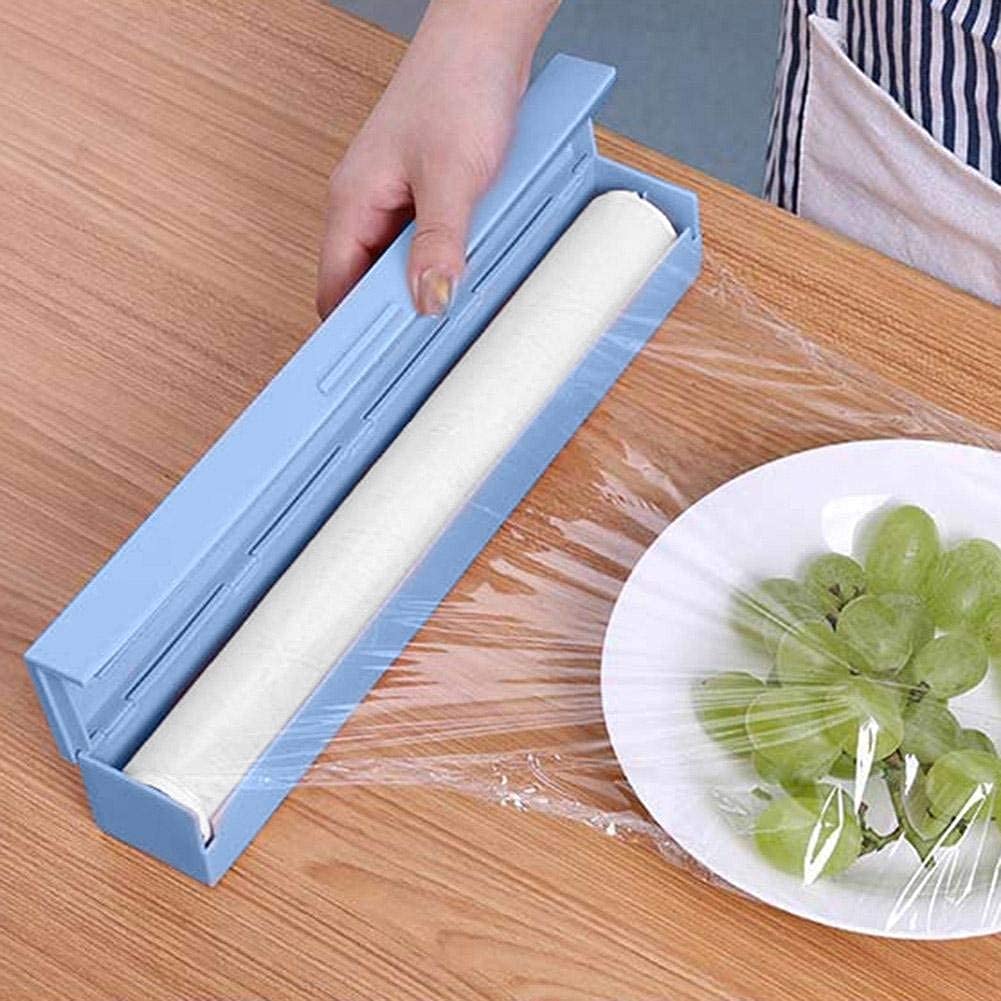 Folienspender und Frischhaltefolienspender, Kunststoff, für Zuhause, Küche, Restaurant, Blau
