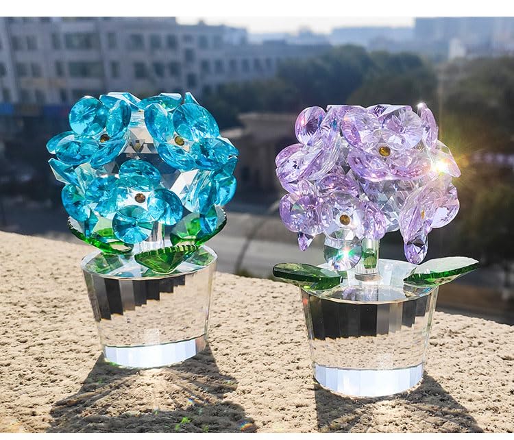 Amazon.co.jp: ガラスアジサイ クリスタルフラワー 置物 水晶 ガラス