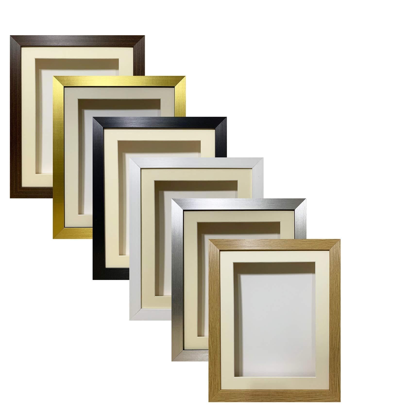 Kwik Picture Framing Ltd Silver 3D Box Picture, Photo, Momento, Keepsake, Memorabilia, Wedding Flowers, Medals, Baby Casts Frame| 4 Inch Extra Deep Shadow Box Frame | Ivory Mount | Frame