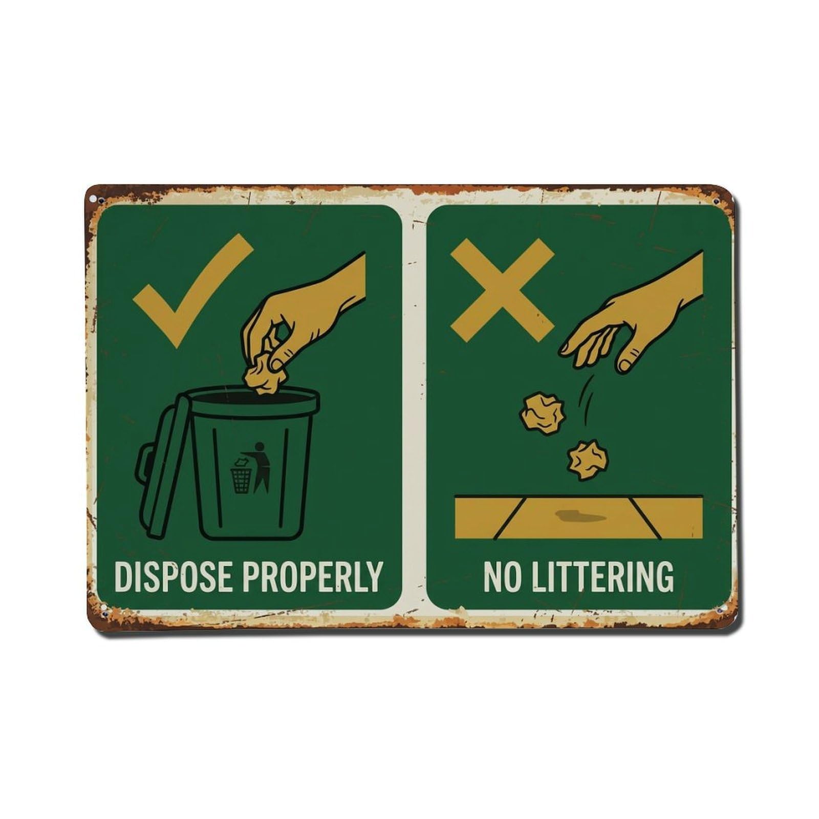 Trash Bin Disposal Bathroom Vintage Metal Tin Sign Plaque Wall Decor for Cafe, Club, Garden Metal Poster 8x12Inch