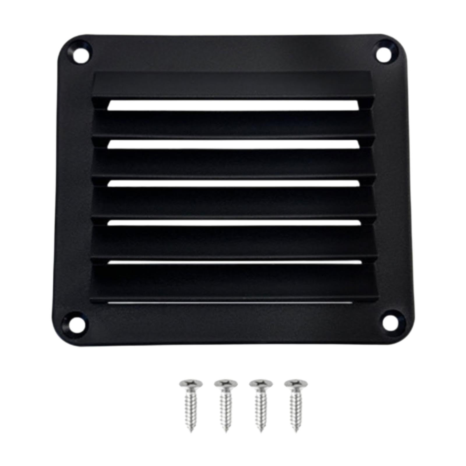Qianly Rectangular Louvered Vent Cabin Air Grille Cover 5.51x4.84 inch Hardware Fitting Louvered Vent Grill Boat Vents for Home, Black