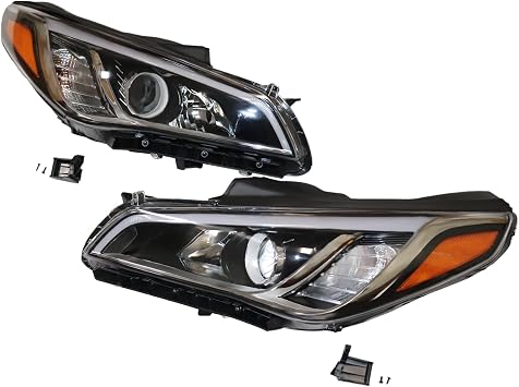 Headlamps Assembly For 2015 2016 2017 Hyundai Sonata Headlight Set Headlight Replacement Driver Passenger Right Headlamp & Left Headlamp Easy To Install Direct Replacement