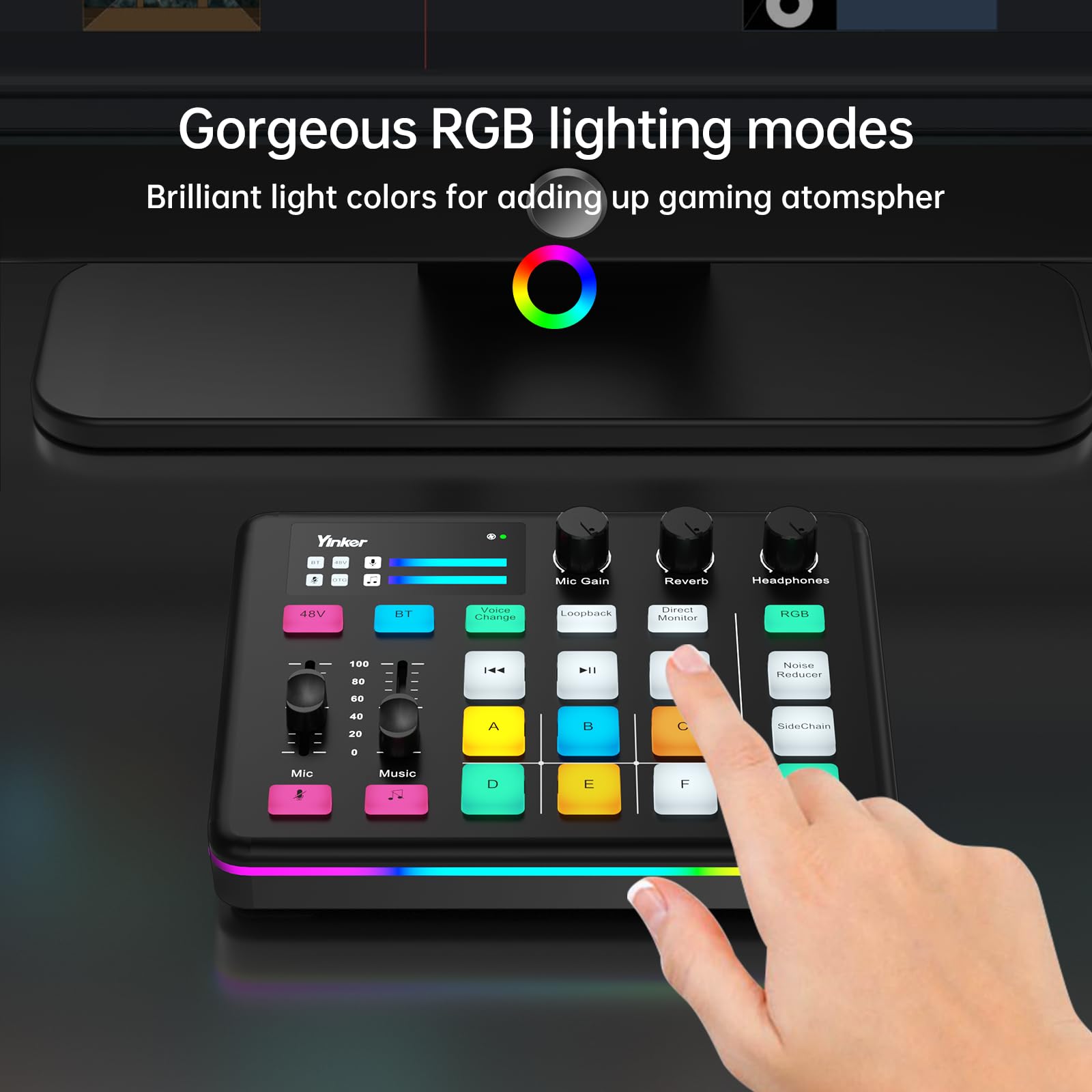 Gaming Audio Mixer Professioneller RGB Audio Soundmixer für Streamer und Content Creator 6 Benutzerdefinierter Sound