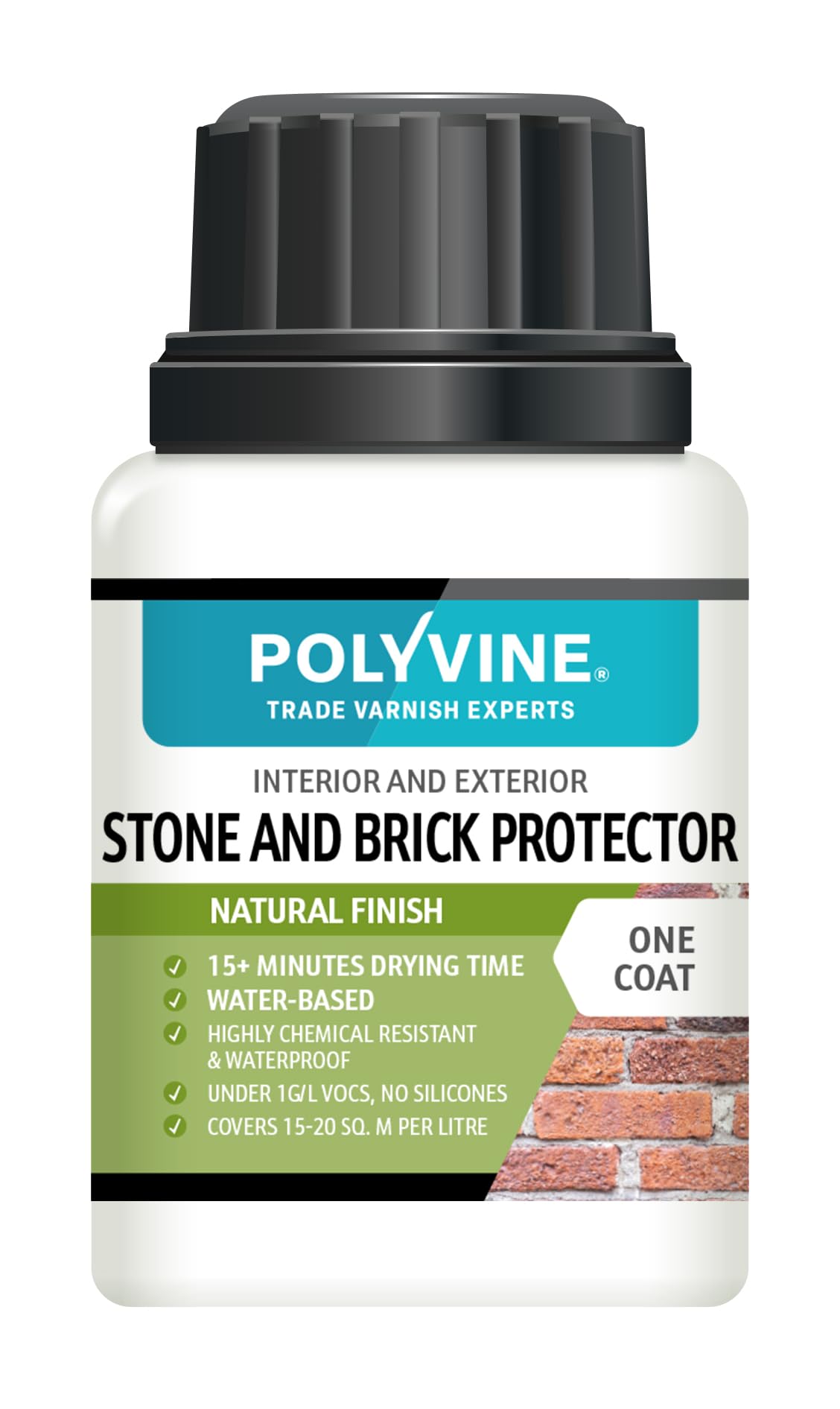 Polyvine Stone and Brick Protector & Professional Sealant Masonry Waterproofer Interior Exterior Clear Penetrating Sealer Waterproof Coating for Stone, Brickwork, Flagstone, Sandstone, Slate, Plaster