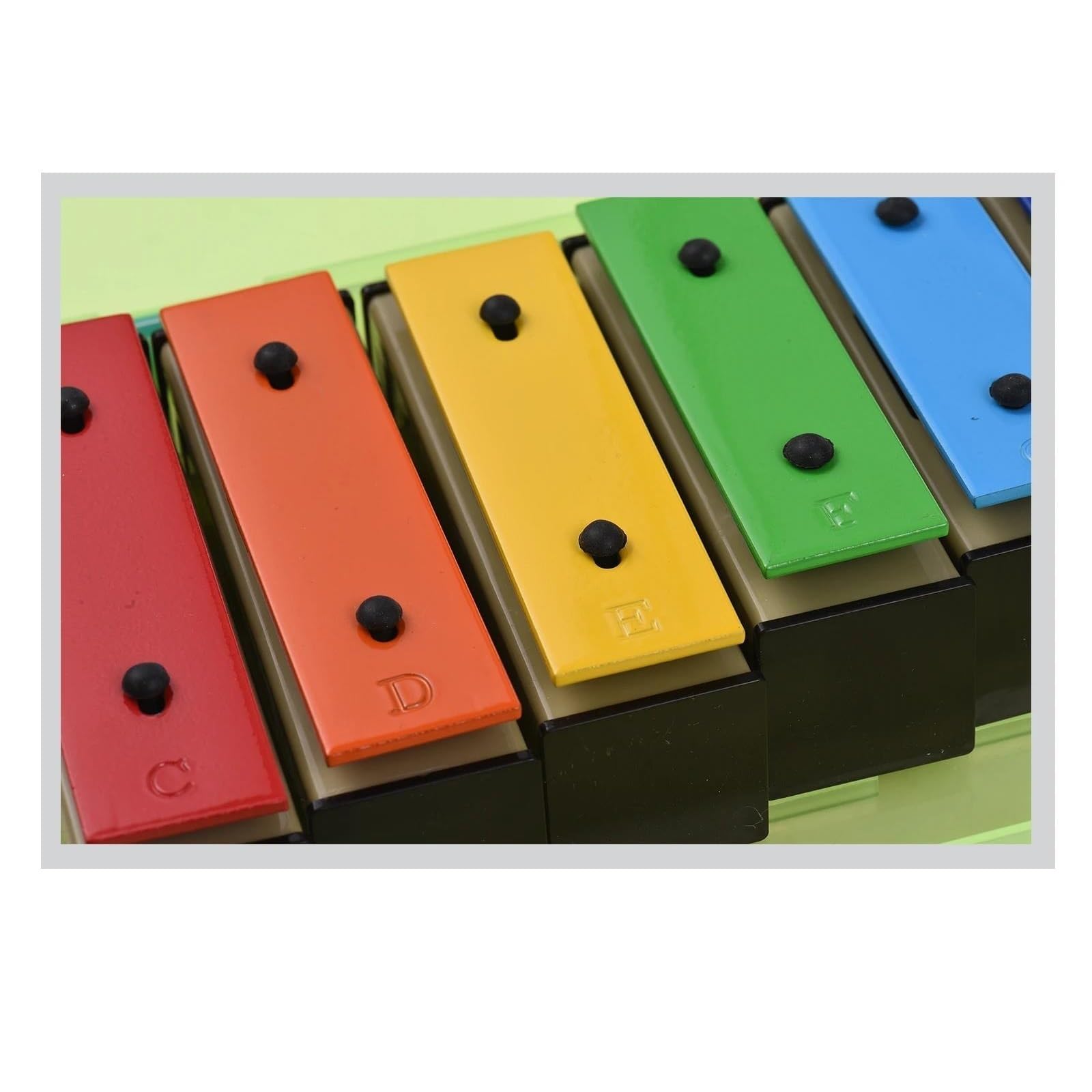Instrument De Musique Xylophone En Bois Plaques Métalliques Xylophone À 8 Notes Cloches De Résonateur Avec Maillets En Plastique Étui Vert Instrument De Percussion