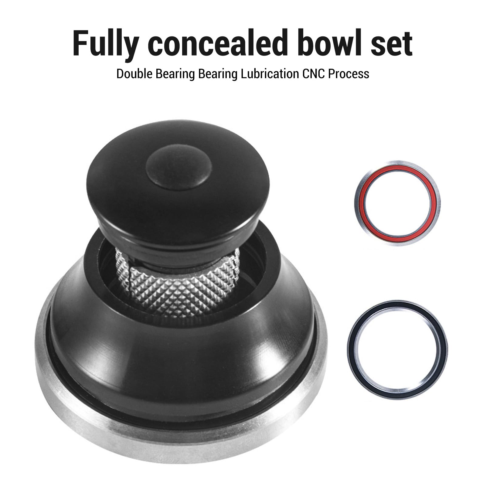 5Pcs Threaded Bicycle Headset Combo, 42x52mm Fully Hidden Bicycle Front Fork Bowl Set for Double Bearing Tapered Tube Front Fork for Mountain Cycle Road Cycle