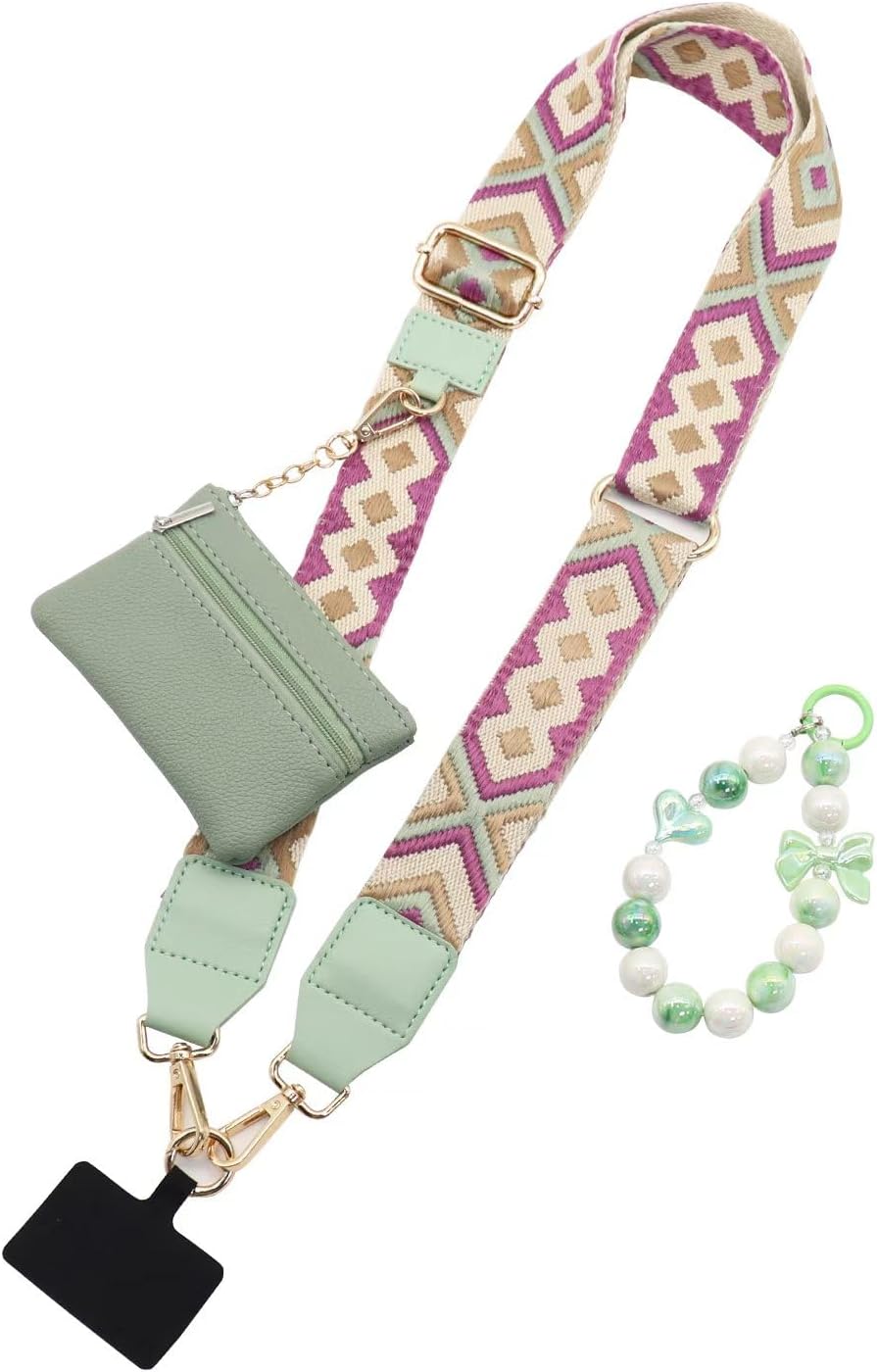 Clip and Go Strap for Phone with Wallet Crossbody Bohemia-green
