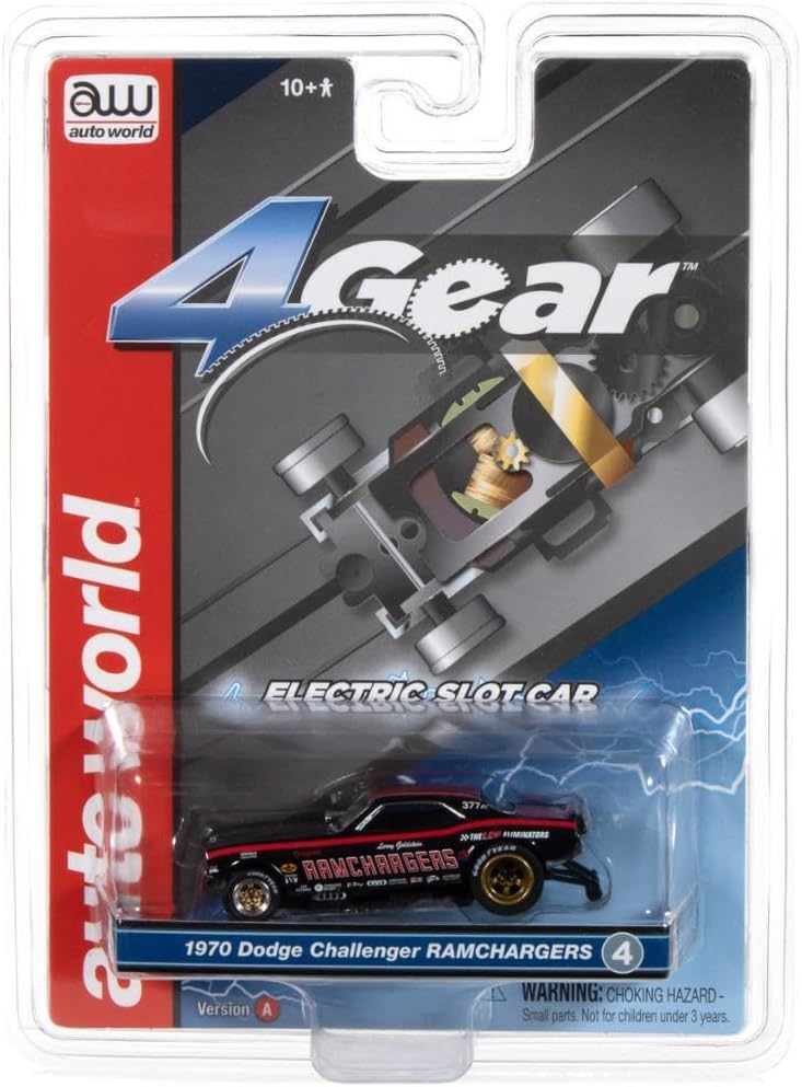 Auto World SC413-4B 4Gear 1970 Dodge Challenger Ramcharger Black HO Slot Car