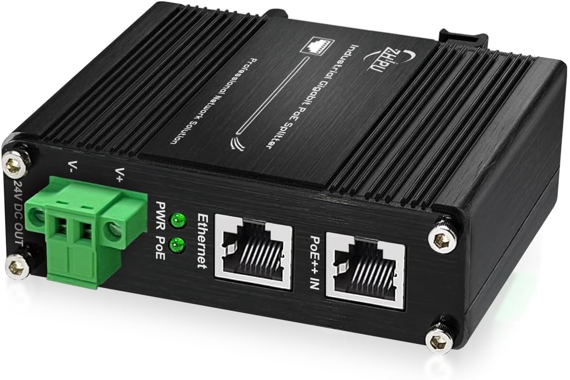 Industrial Gigabit 95W PoE++ Splitter IEEE802.3at/af/bt 24V DC Output Power Supply for Security Cameras, Access Control Systems