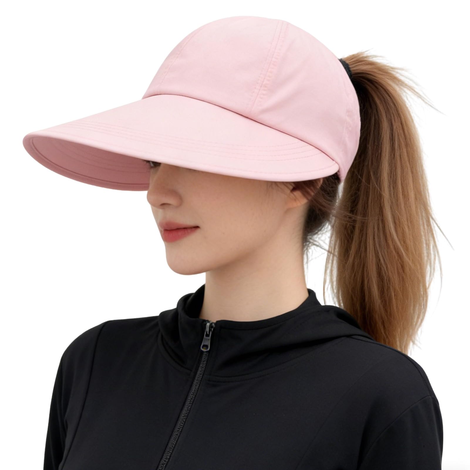 Eowduk Women's Pink Sunscreen Baseball Hat, Sun Protection Baseball Hat, Wide Brim Hats For Lightweight & Adjustable (Pink)
